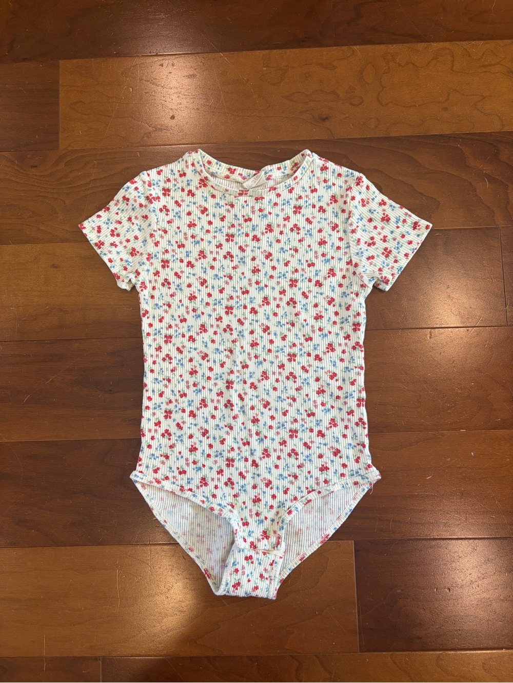Zara Girls Size 10Short-Sleeve Floral Ribbed One-Piece Bodysuit